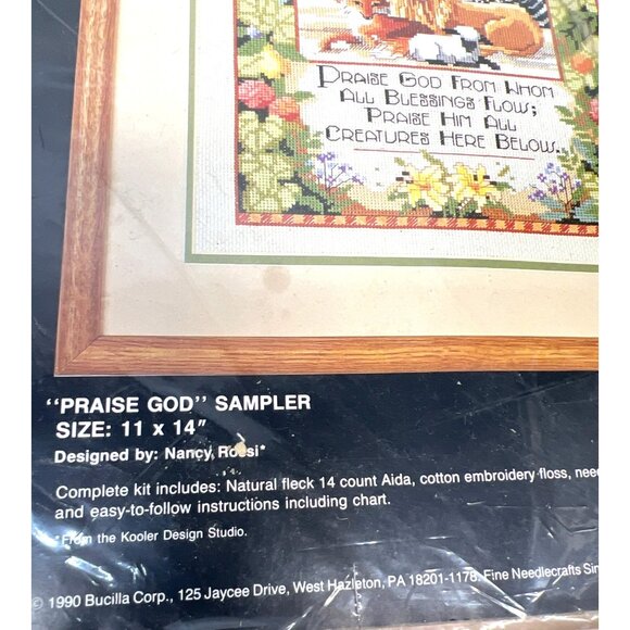 Bucilla Counted Cross-Stitch Kit "Praise God" Sampler 11x14 Nancy Rossi Design - Picture 3 of 4